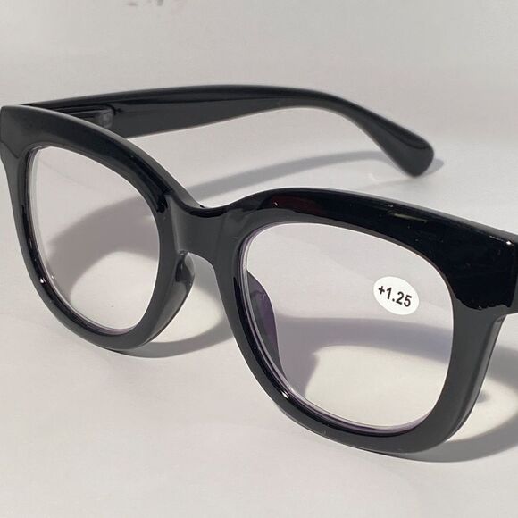 1560 Mona Reading Glasses 1.25 Black Readers Rounded Square Frame NWT - Picture 9 of 10